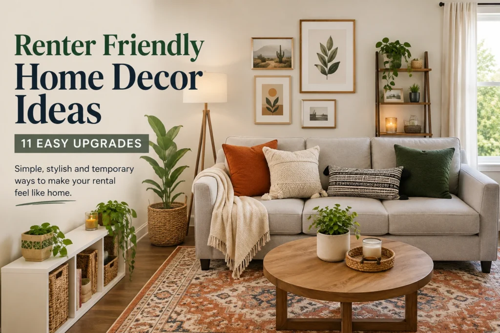 These renter friendly home decor ideas focus on temporary updates that can transform your home without major renovations. From removable wallpaper to better lighting, you can make a rental feel more personal while keeping your security deposit in mind.